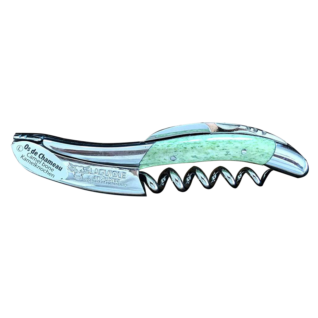 Handcrafted Sommelier Waiter's Corkscrew with Green Camel Bone Handle by Laguiole en Aubrac