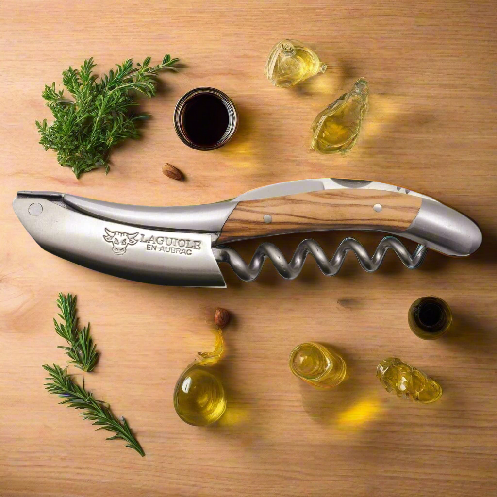 Handcrafted Sommelier Waiter's Corkscrew with Olivewood Handle by Laguiole en Aubrac
