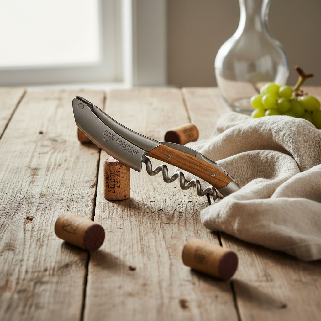 Handcrafted Sommelier Waiter's Corkscrew with Olivewood Handle by Laguiole en Aubrac