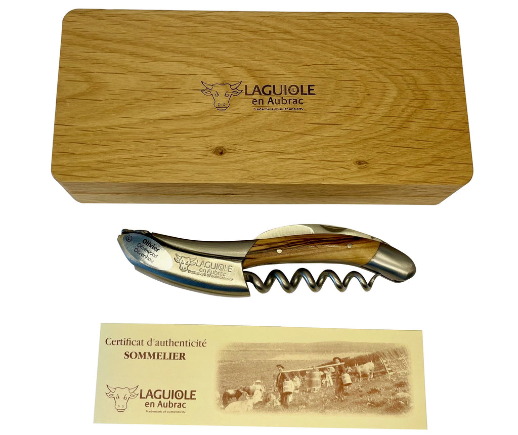 Handcrafted Sommelier Waiter's Corkscrew with Olivewood Handle by Laguiole en Aubrac