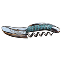 Handcrafted Sommelier Waiter's Corkscrew with Turquoise And Black Paper Waves Handle by Laguiole en Aubrac