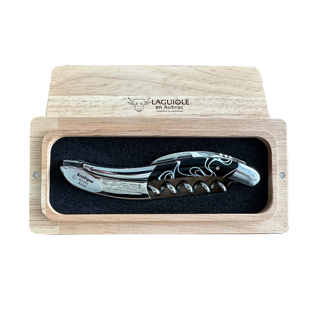 Handcrafted Sommelier Waiter's Corkscrew with Marshmallow Black Handle by Laguiole en Aubrac