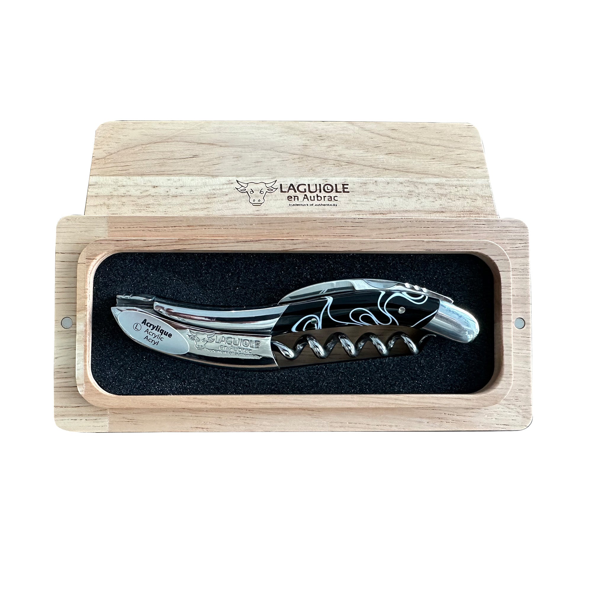 Handcrafted Sommelier Waiter's Corkscrew with Marshmallow Black Handle by Laguiole en Aubrac