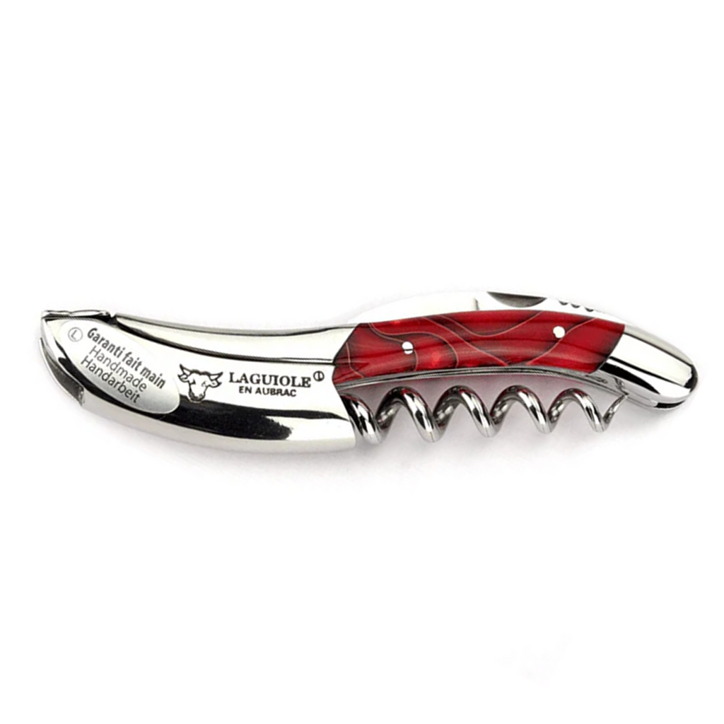 Handcrafted Sommelier Waiter's Corkscrew with Marshmallow Red Handle by Laguiole en Aubrac