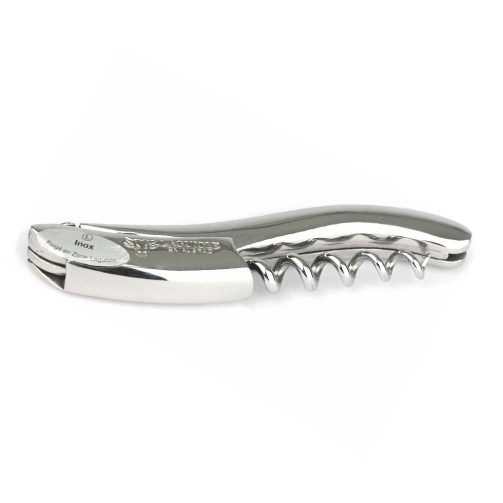 Handcrafted Sommelier Corkscrew Wine Opener with Polished Stainless Steel Handle by Laguiole en Aubrac