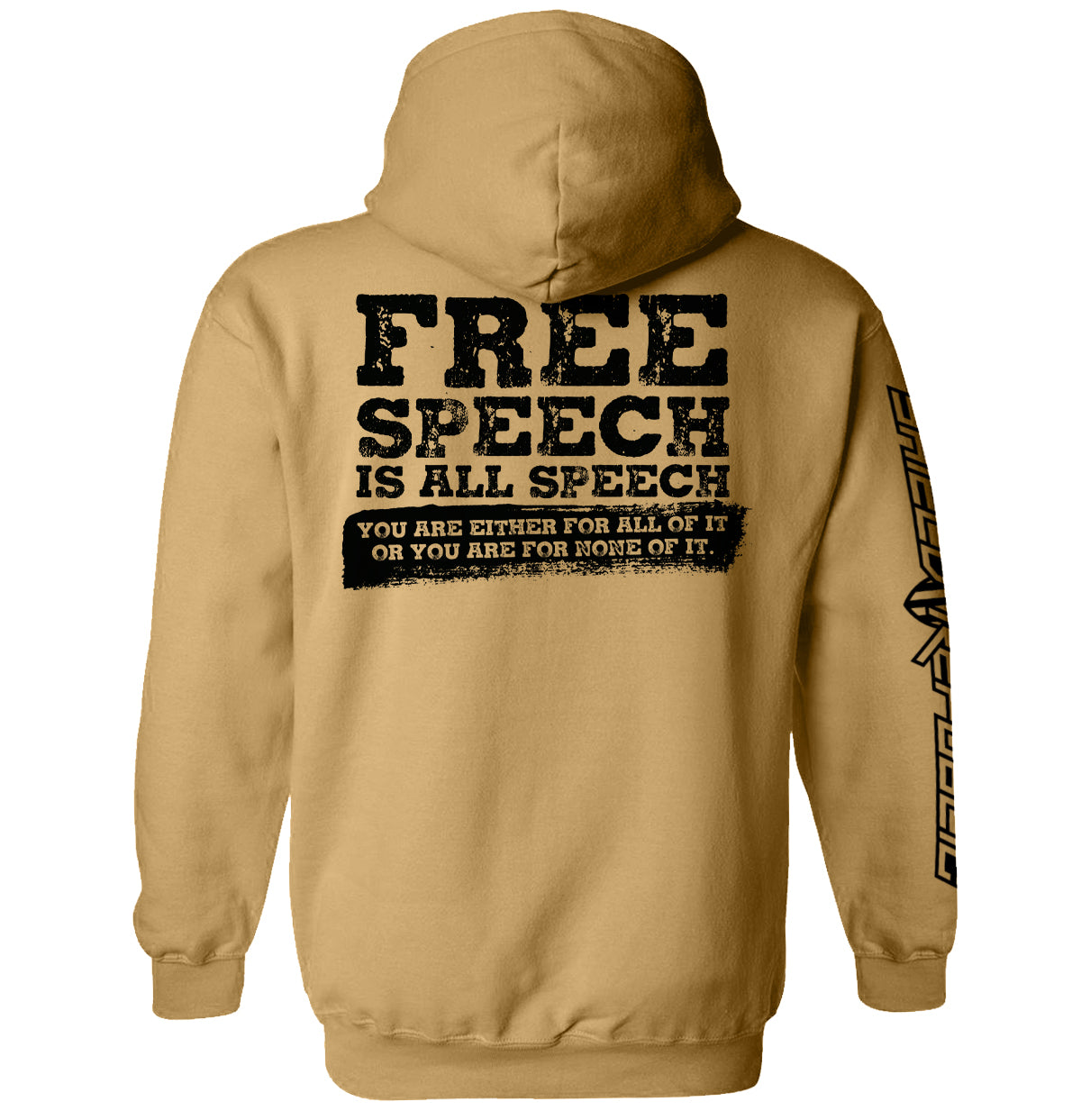 Free Speech Is All Speech tan hoodie with graphic print - Shield Republic