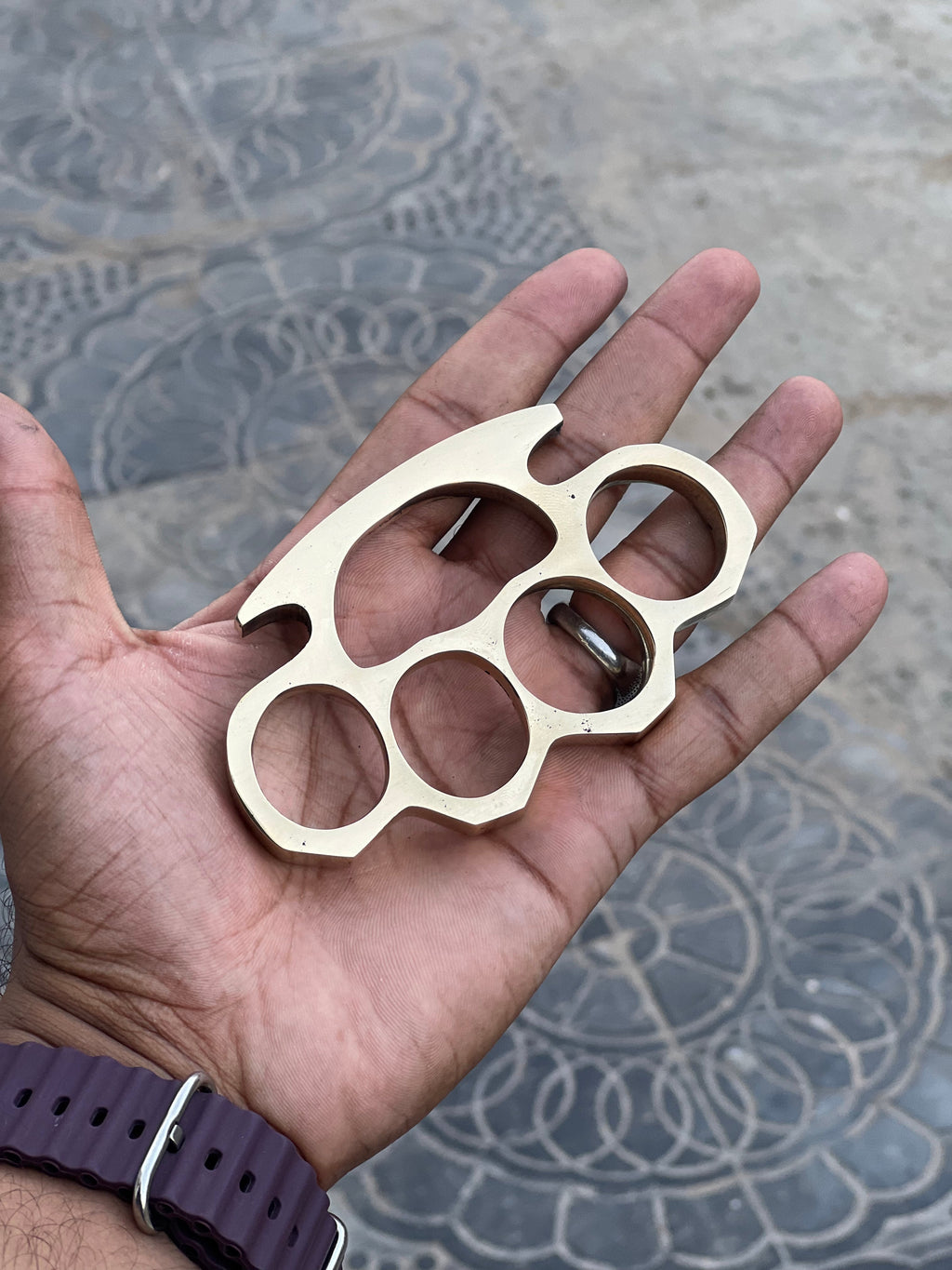 Brass Knuckle Duster – Handcrafted Pure Brass EDC with Leather Case