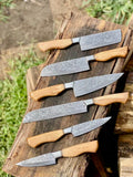 Sharp Kitchen Knife Set – 8" Handmade Damascus Steel Blade with Olivewood Handle & Leather Sheath