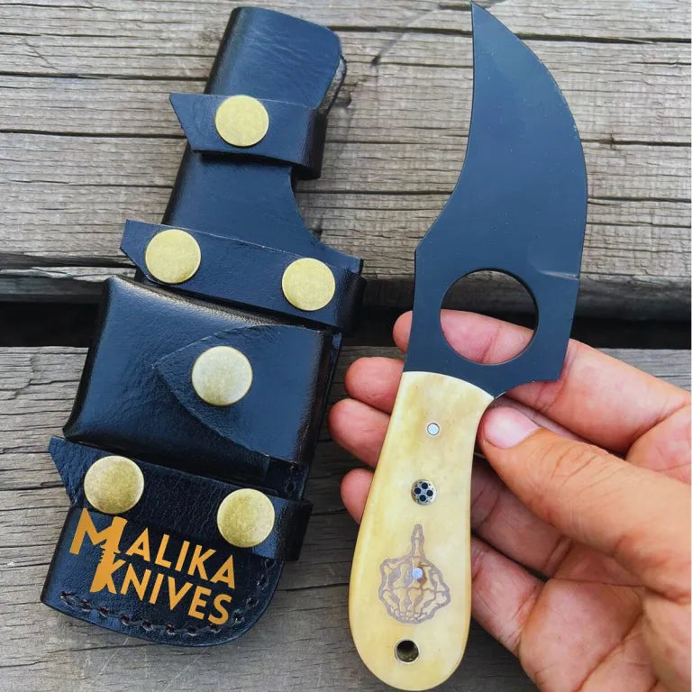 Camel Bone Skinner Knife with leather Sheath