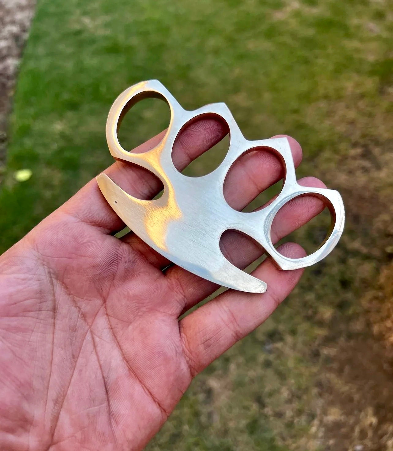 Custom Brass Knuckle – Solid Brass with Leather Belt Loop Case