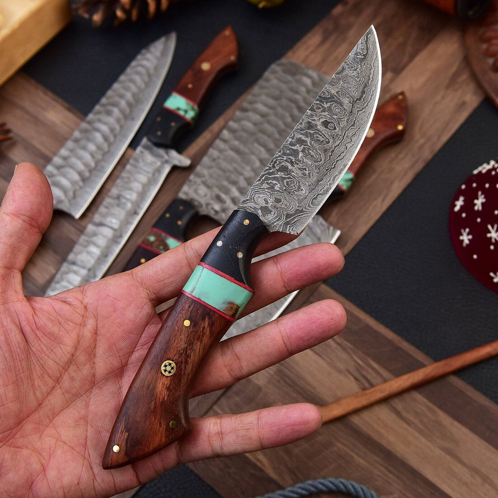 Custom Handmade Damascus Knife Kitchen Set | 9”-13” Blades