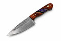 Hand-Forged Damascus Steel Drop Point Outdoor Utility Tool | Rosewood, Black & Purple Honeycomb Handle TK-510