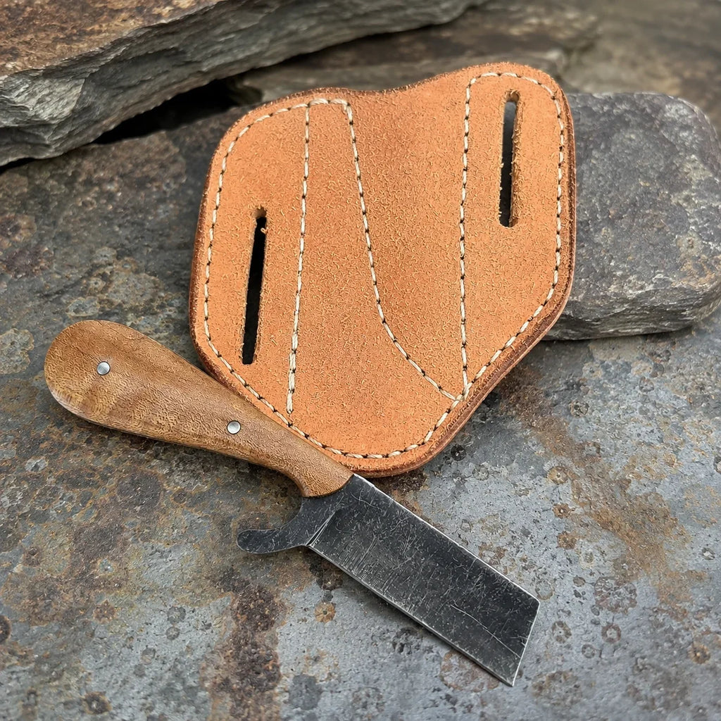 The Plainsman – Custom Handmade D2 Steel Bull Cutter Knife with Walnut Wood Handle & Leather Sheath