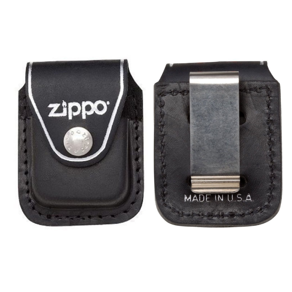 Zippo Leather Pouch, For Zippo Lighters, Metal Belt Clip #LPCBK