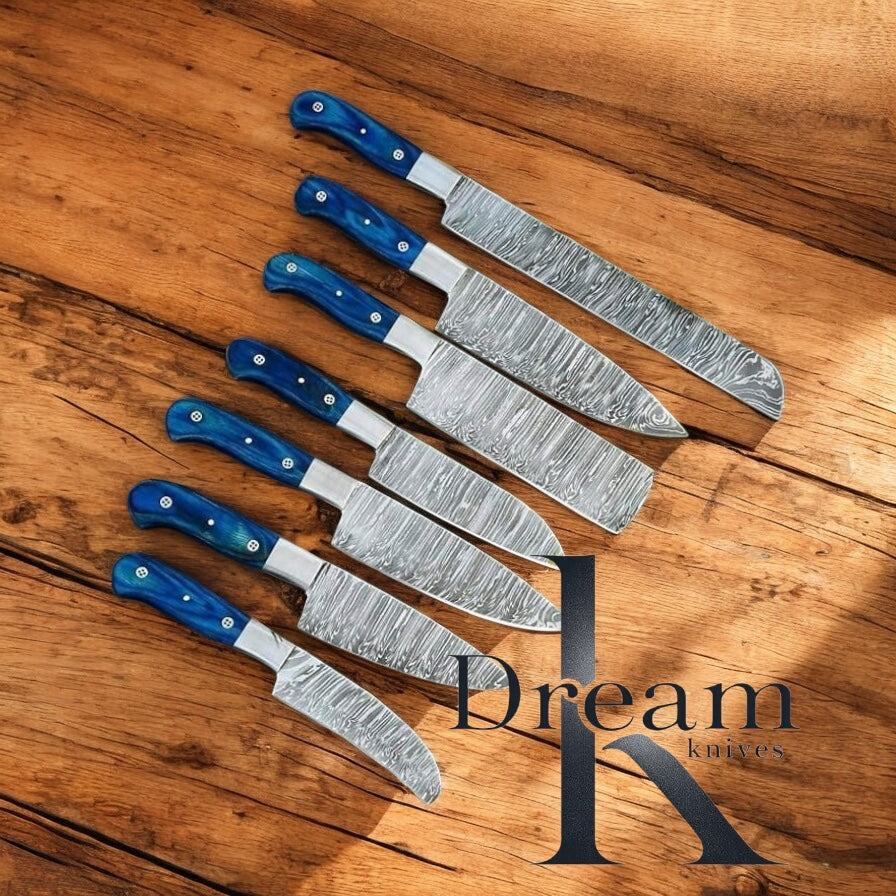Luxury Damascus Steel Cooking Knives Set – Artisan Crafted Limited Edition