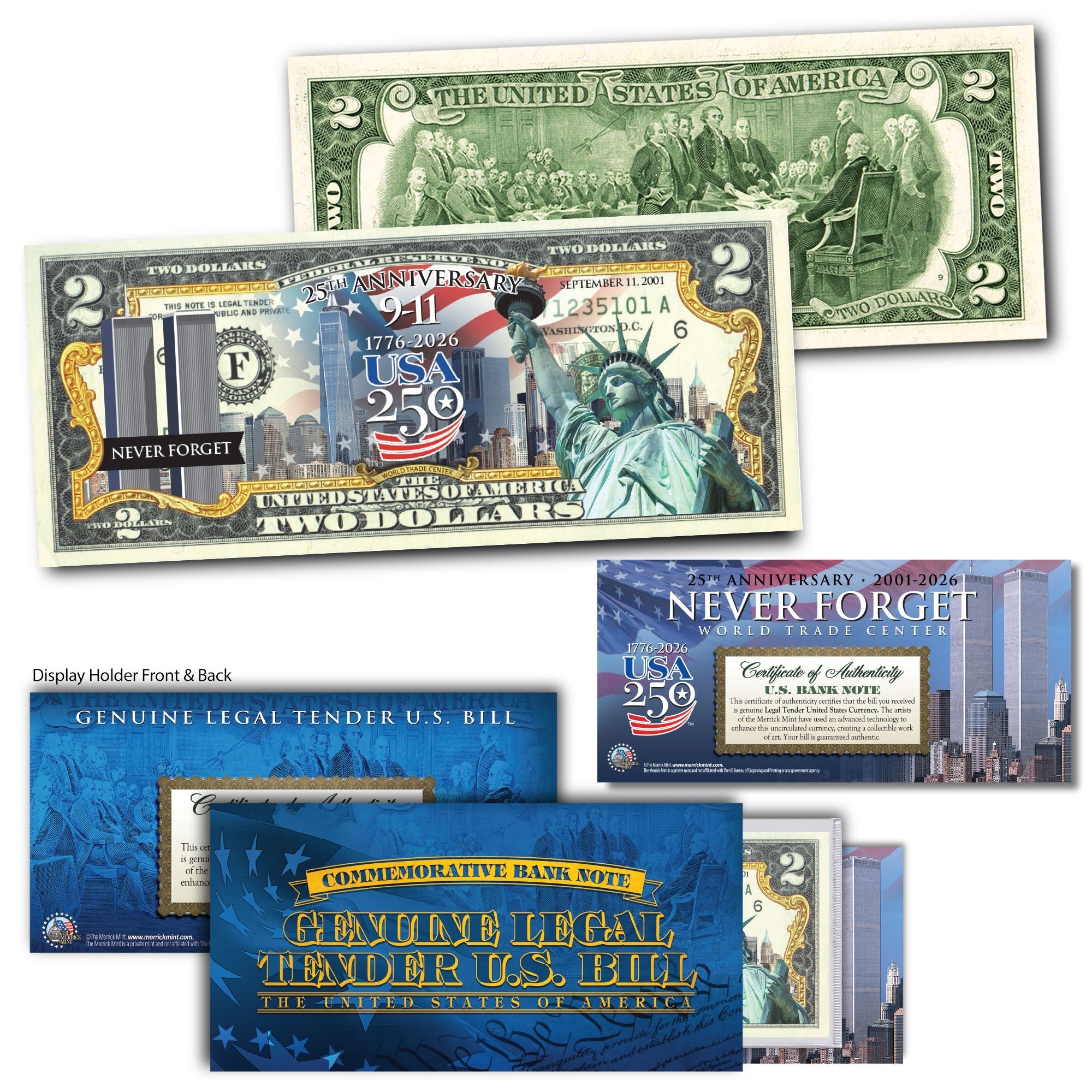 9/11 25th + America's 250th Anniversary Commemorative $2 Bill