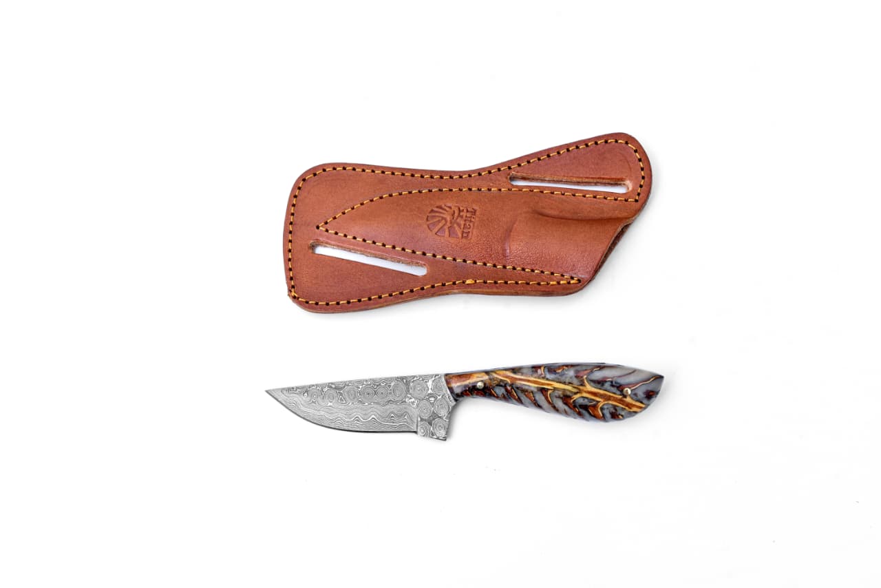 Pine Cone Handle Damascus Skinner Knife TK-436
