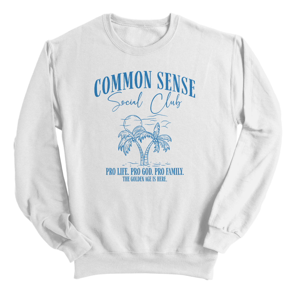 Common Sense Social Club sweatshirt with palm tree design - Shield Republic | Relic & Reel