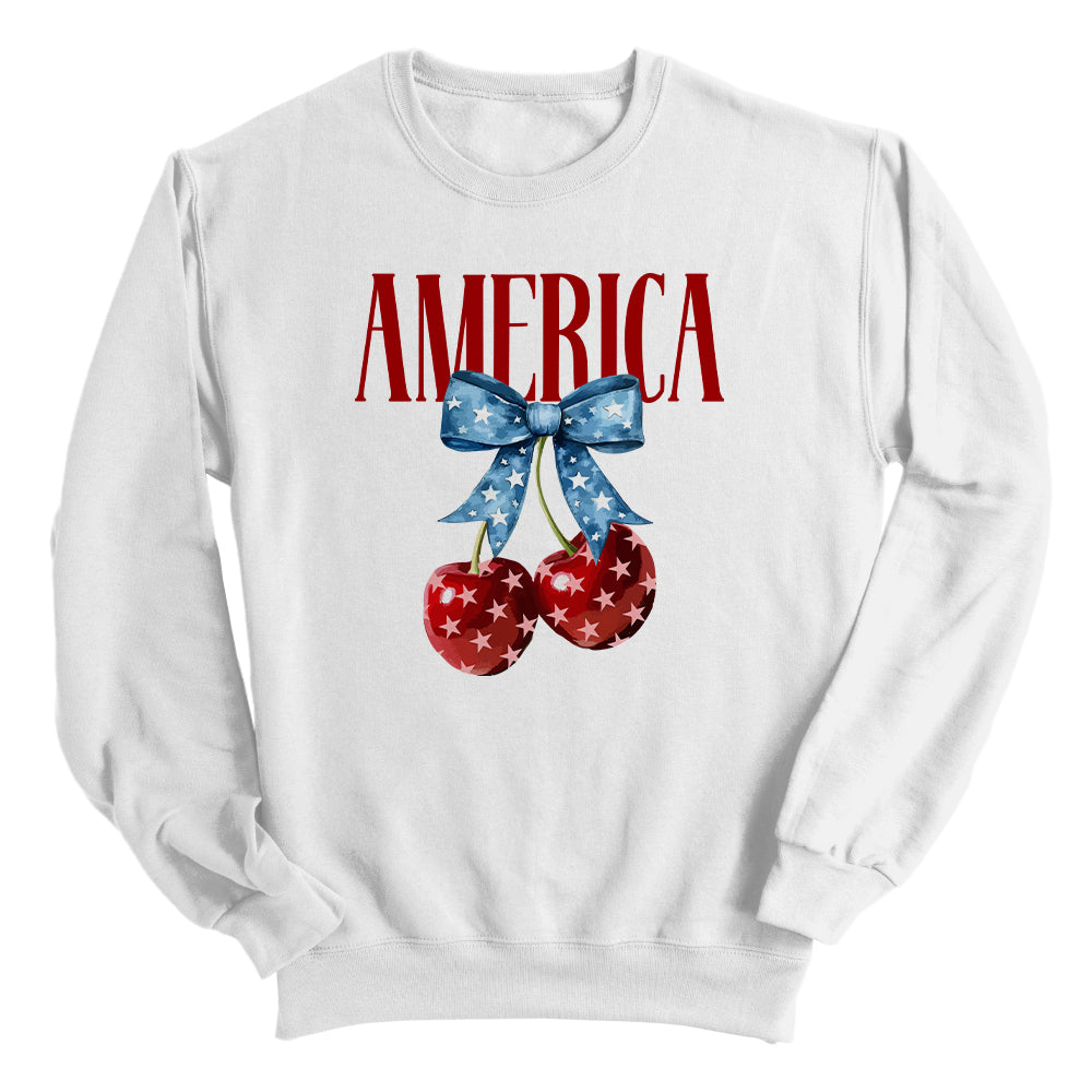 America Cherries Shield Republic sweatshirt - white long sleeve shirt | Relic & Reel