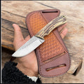 Wrangler's Edge Cowboy Knife – Handmade Rasp Steel Blade with Stag Horn Handle & Leather Case