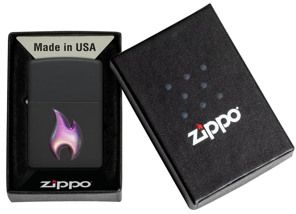 Zippo Texture Flame, Black Matte Lighter #46965