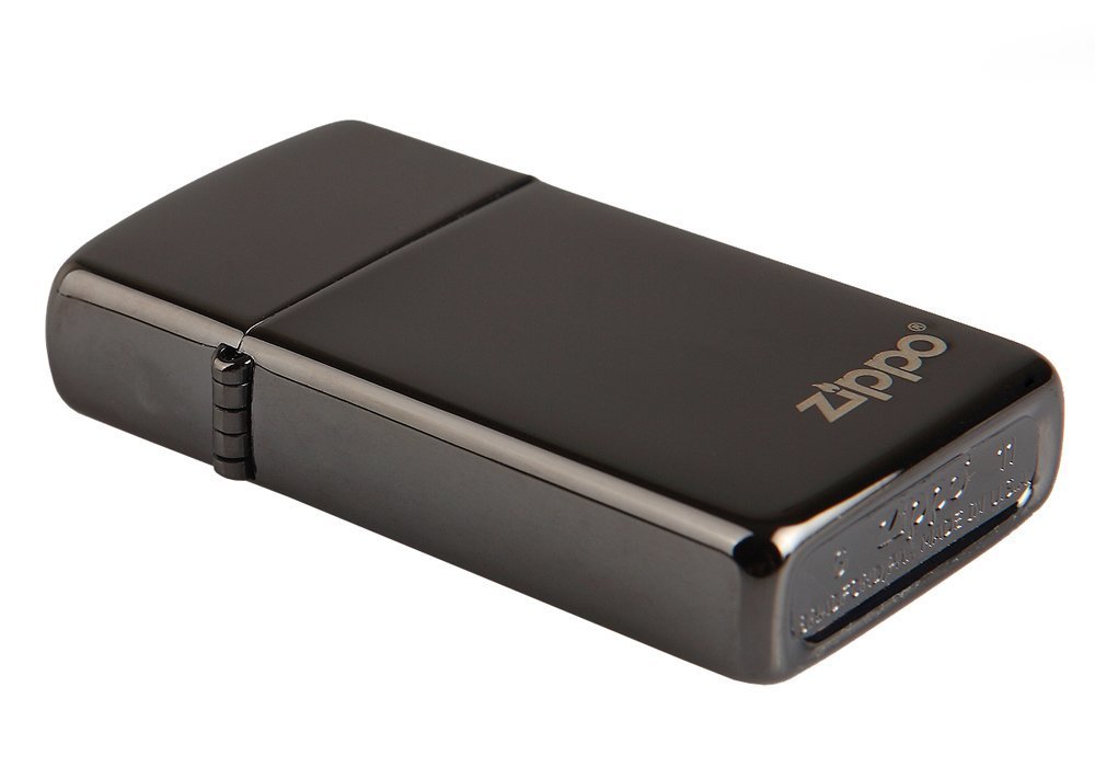 Zippo Slim High Polish Black with Logo, Lighter #28123ZL
