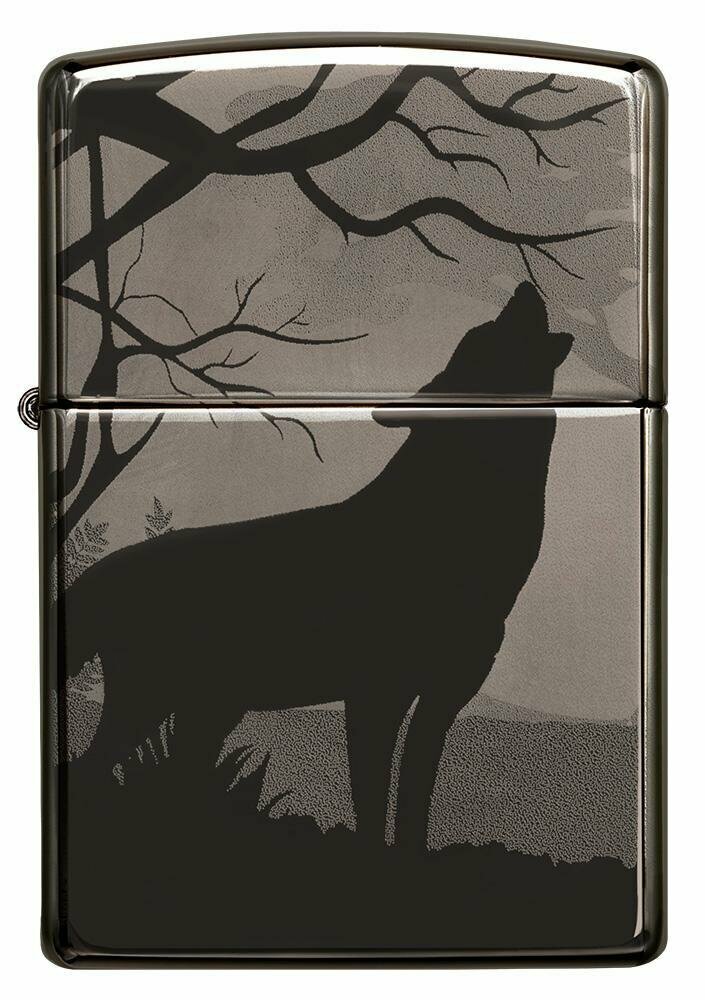 Zippo Howling Wolves 360° Photo Image, Black Ice Lighter #49188