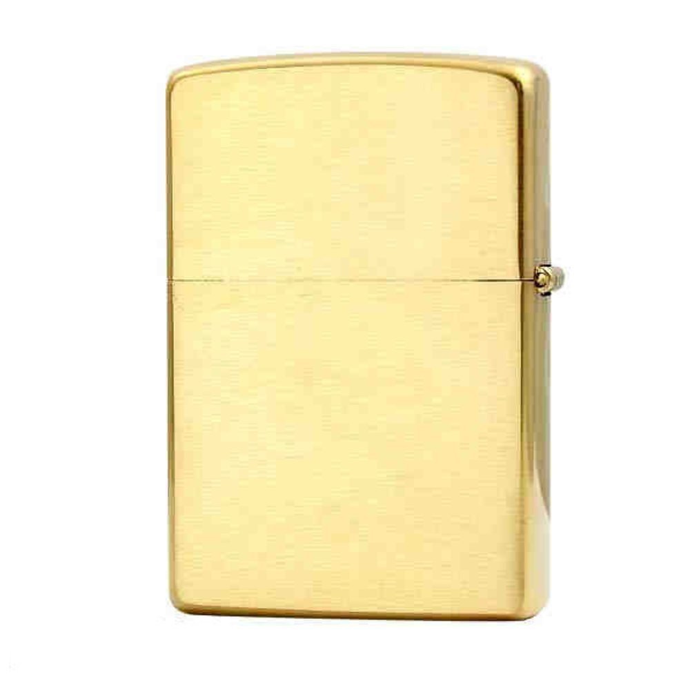 Zippo Solid Brass Engraved, Brushed Brass Lighter #204