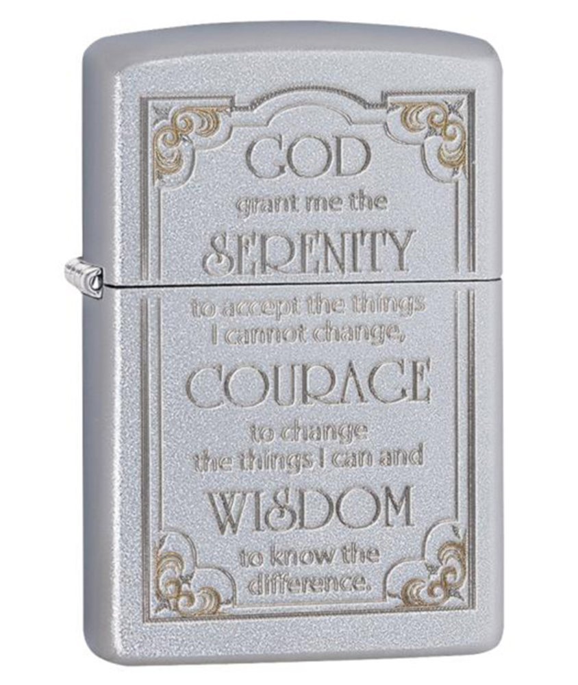 Zippo Serenity Prayer, Satin Chrome Lighter #28458