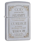 Zippo Serenity Prayer, Satin Chrome Lighter #28458