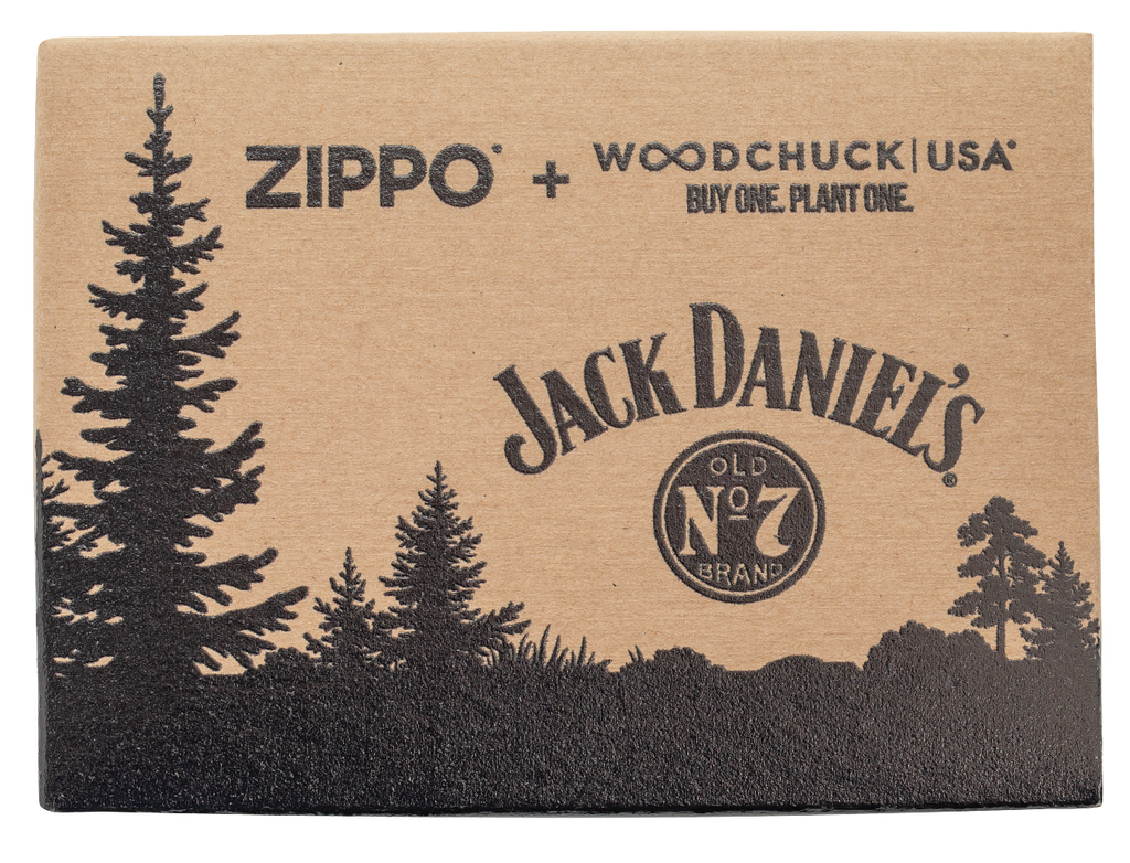 Zippo WOODCHUCK USA Jack Daniels Tennesse Whiskey, Brushed Chrome Lighter #48392