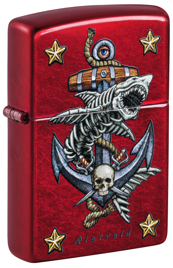 Zippo Rietveld Shark Anchor, Candy Apple Red Lighter #47109