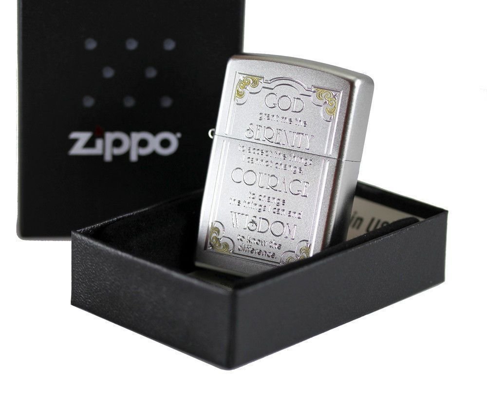Zippo Serenity Prayer, Satin Chrome Lighter #28458