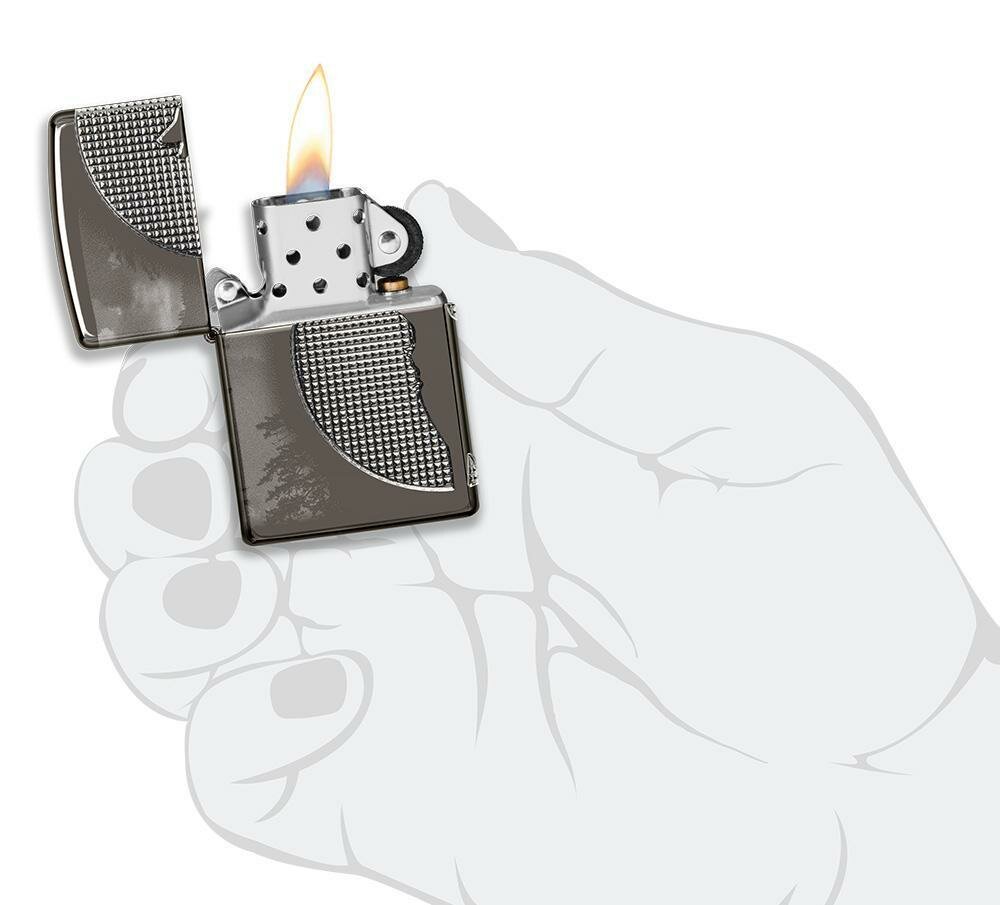 Zippo Armor Wolf Textured 360°, Black Ice Lighter #49353