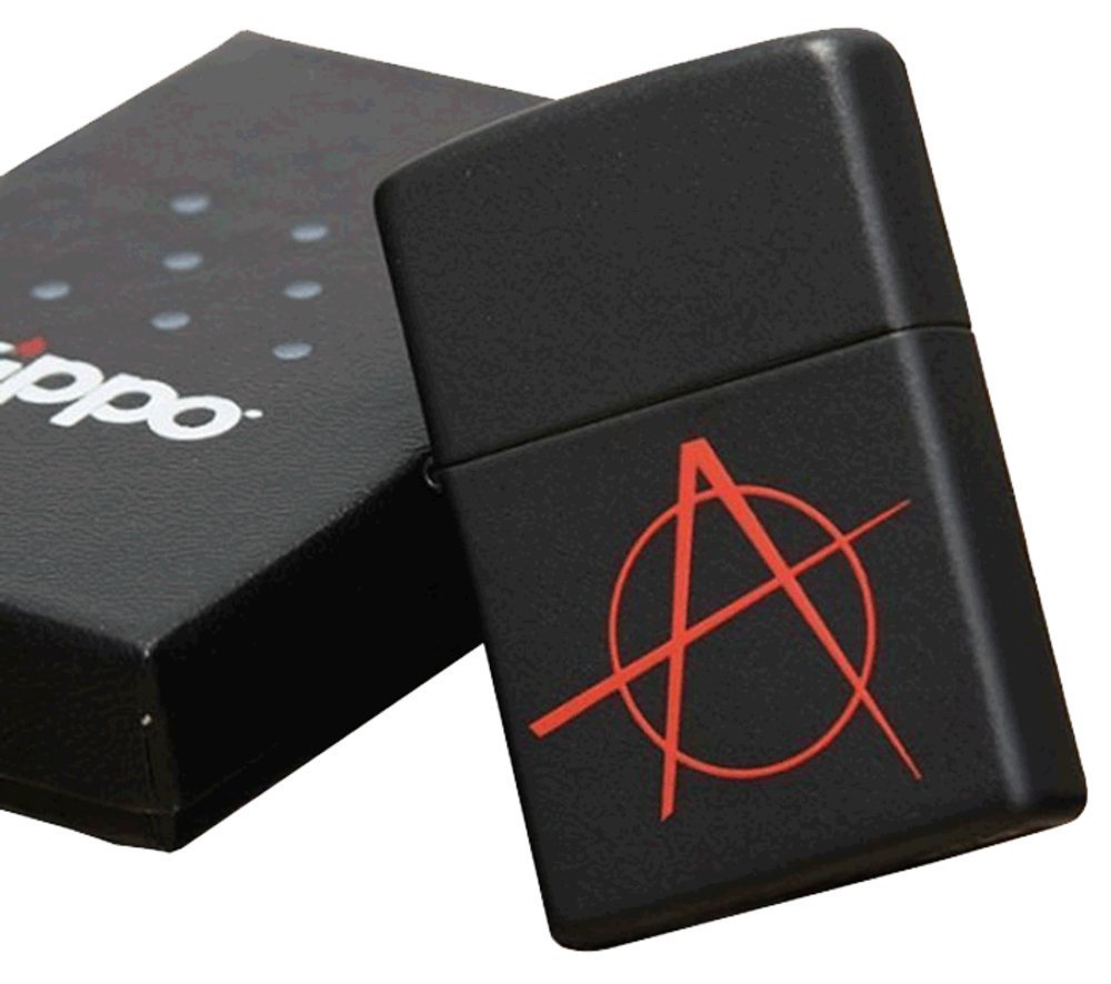 Zippo Anarchy Symbol, Black Matte Lighter #20842