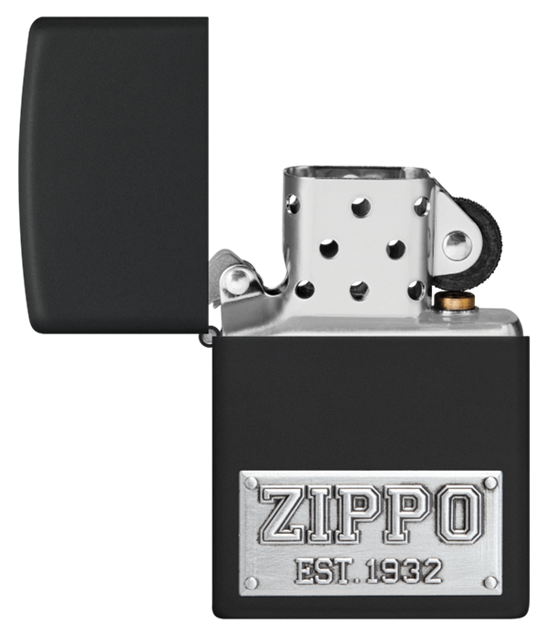 Zippo Logo Est 1932 Emblem, Black Matte Lighter #48689