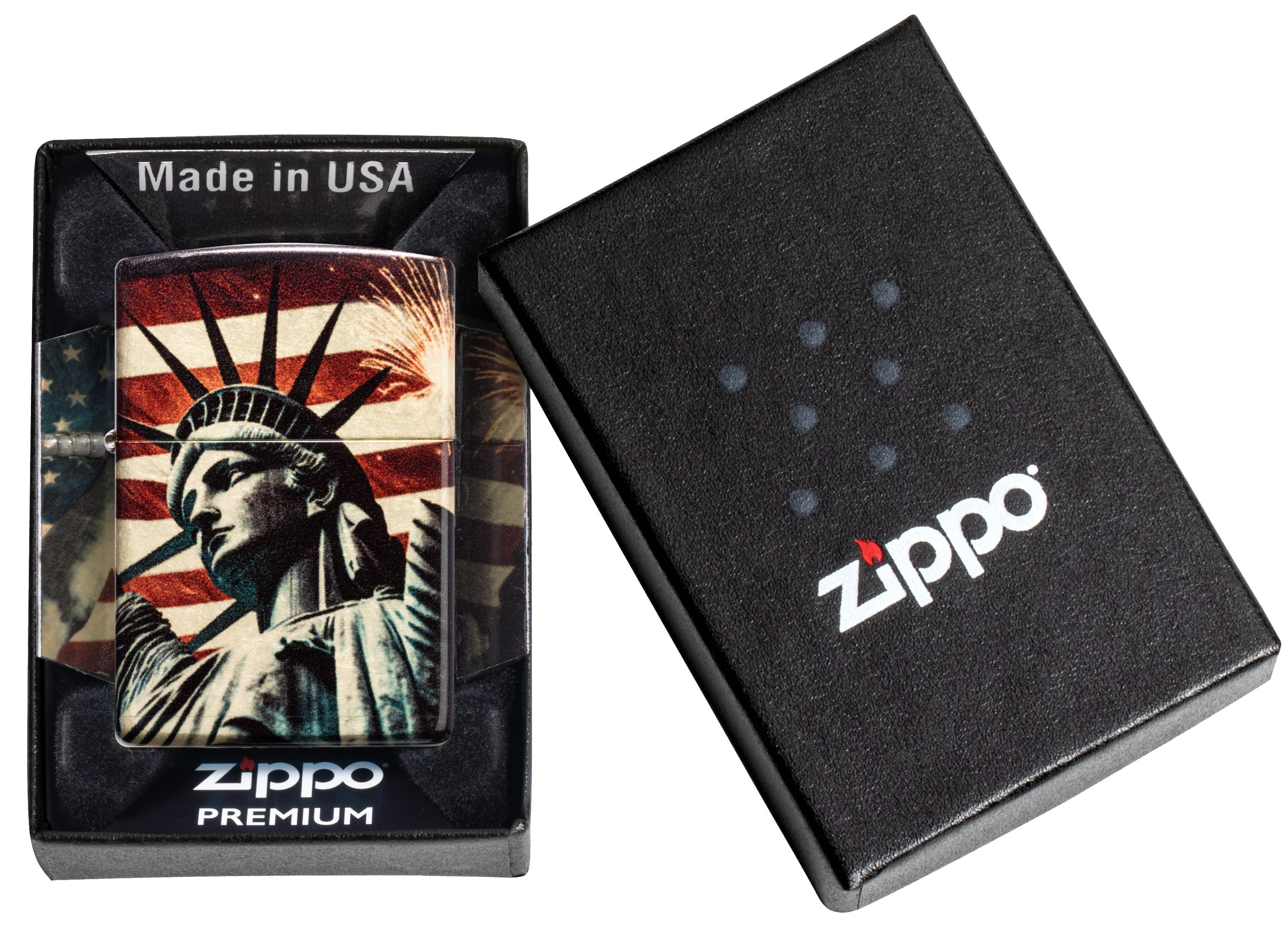 Zippo Statue of Liberty Patriotic 540°, Tumbled Brass Lighter #47186