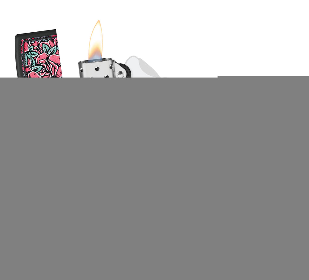 Zippo Blazy Susan Roses Pattern, Black Matte Lighter #47192