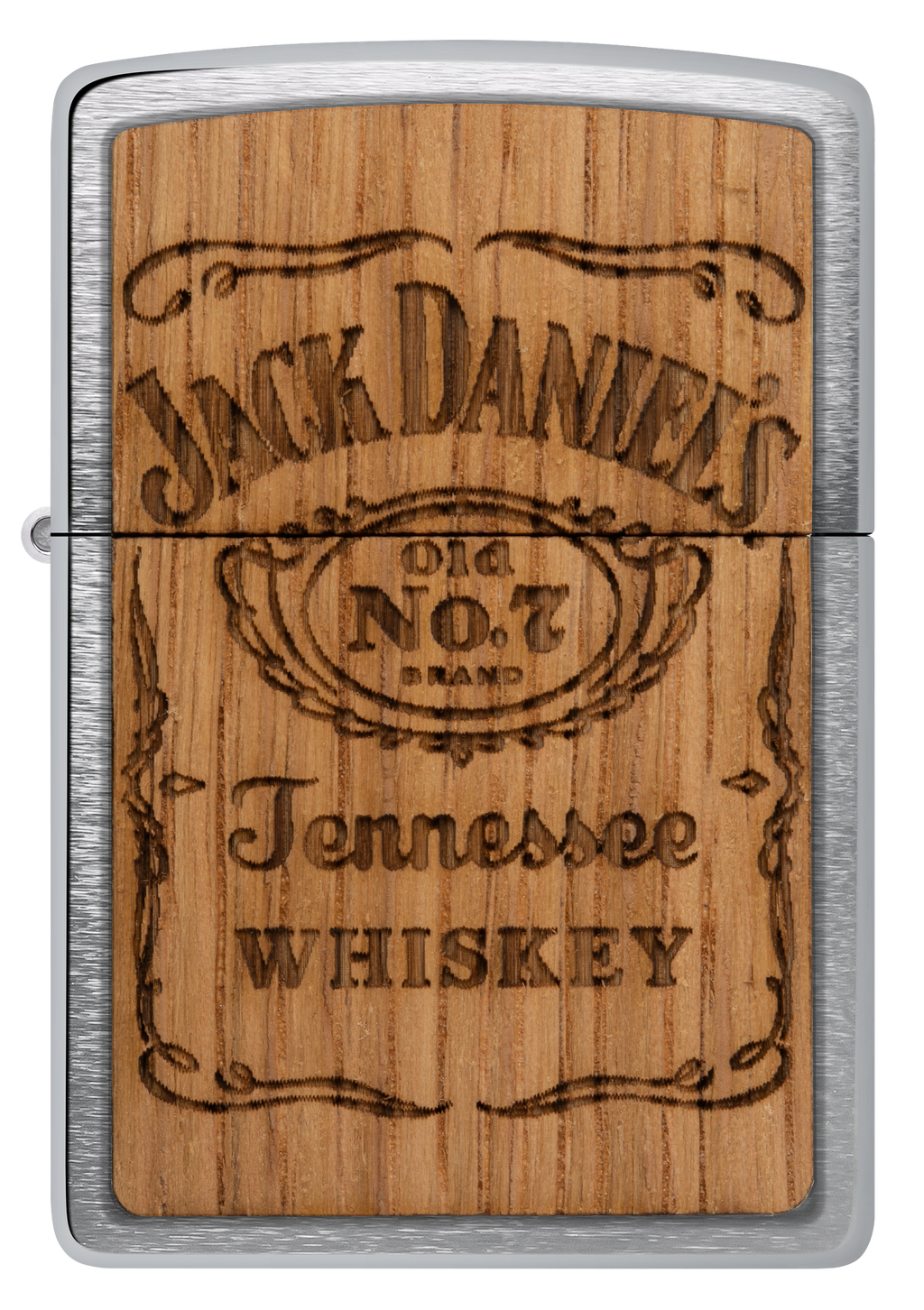 Zippo WOODCHUCK USA Jack Daniels Tennesse Whiskey, Brushed Chrome Lighter #48392