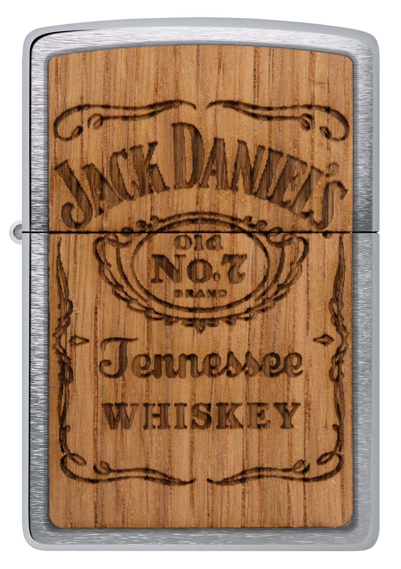 Zippo WOODCHUCK USA Jack Daniels Tennesse Whiskey, Brushed Chrome Lighter #48392