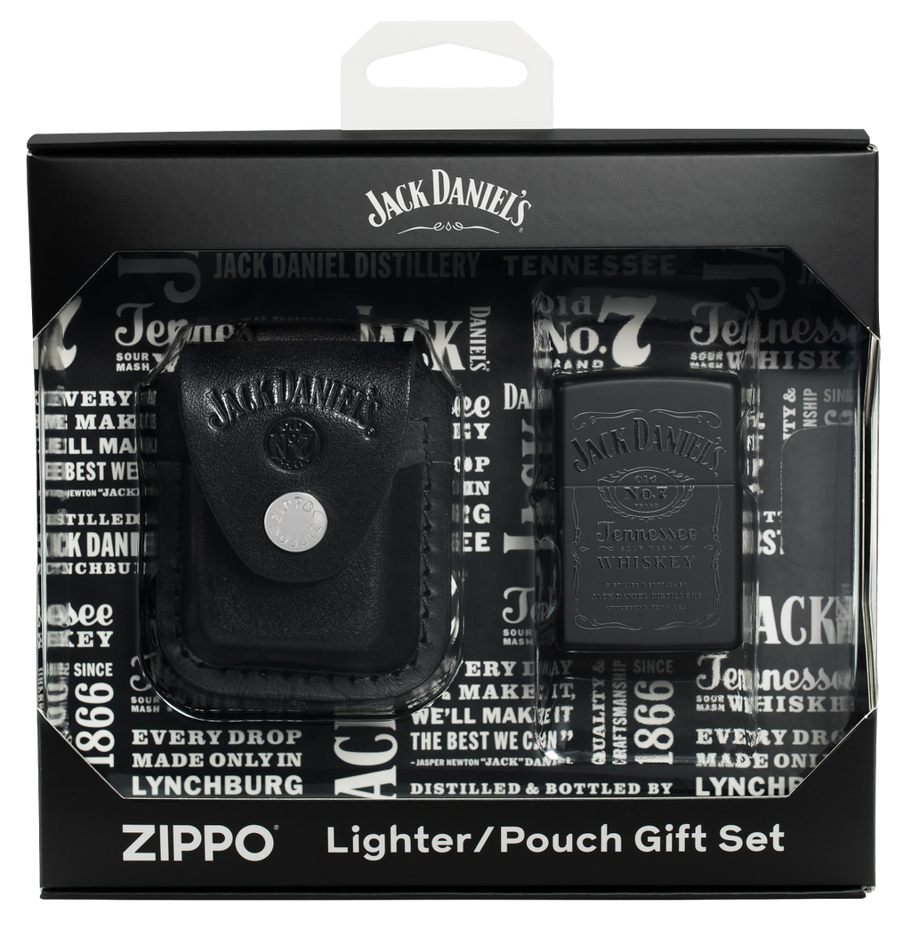 Zippo Jack Daniels Black Matte and Pouch Gift Set #48460