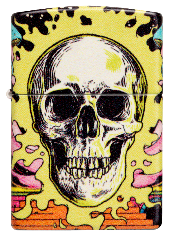 Zippo Glow-in-the-Dark Green Skull, 540° Color Lighter #48640