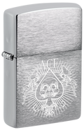 Zippo Spade Skull Design, Brushed Chrome Lighter #48500