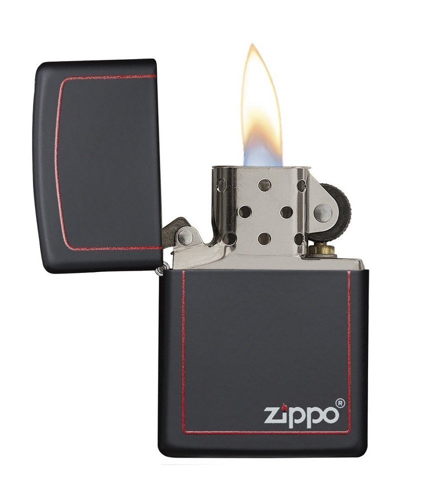 Zippo Red Border, Black Matte Lighter #218ZB