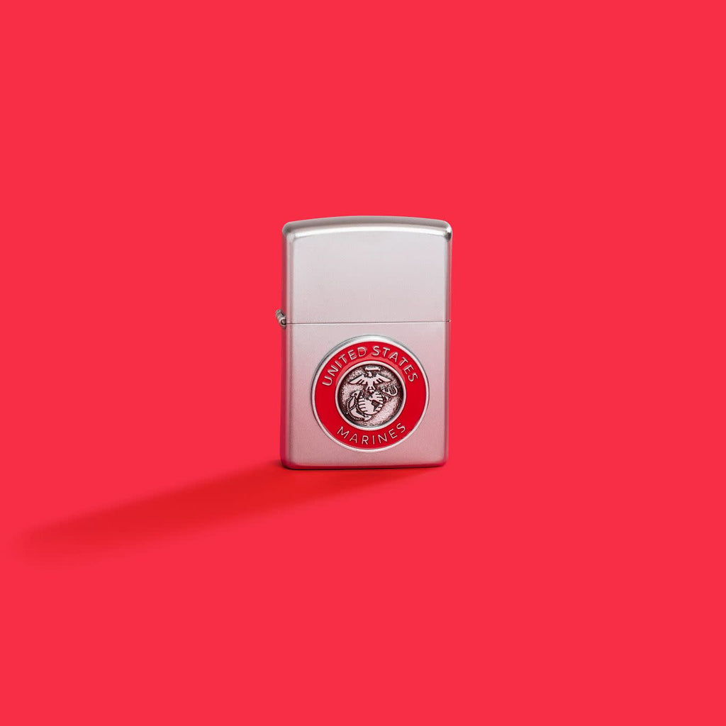Zippo United States Marines Corps Sating Chrome, Satin Chrome Lighter #48974