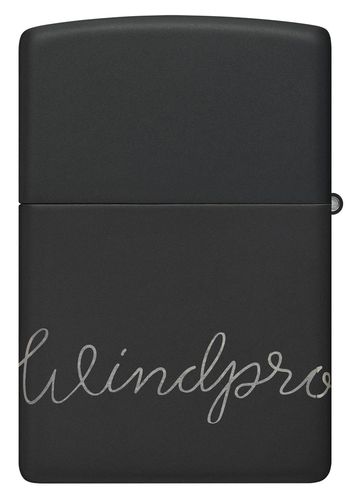 Zippo Script, Black Matte Lighter #48979