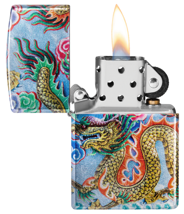Zippo Asian Dragon, 540° Tumbled Chrome Fusion Lighter #48575