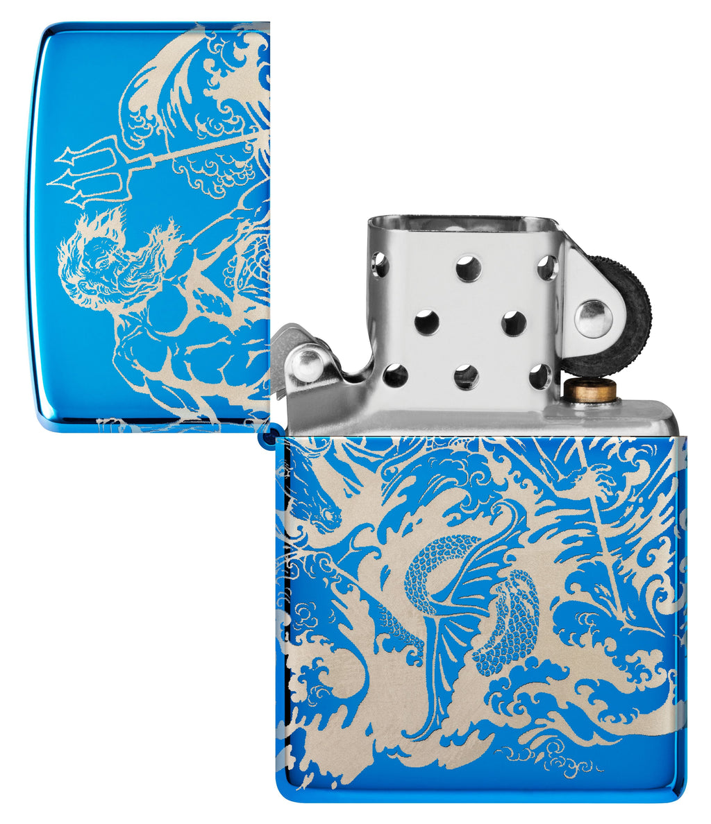 Zippo Brawling Titans Photo Image 360°, High Polish Blue Lighter #48787