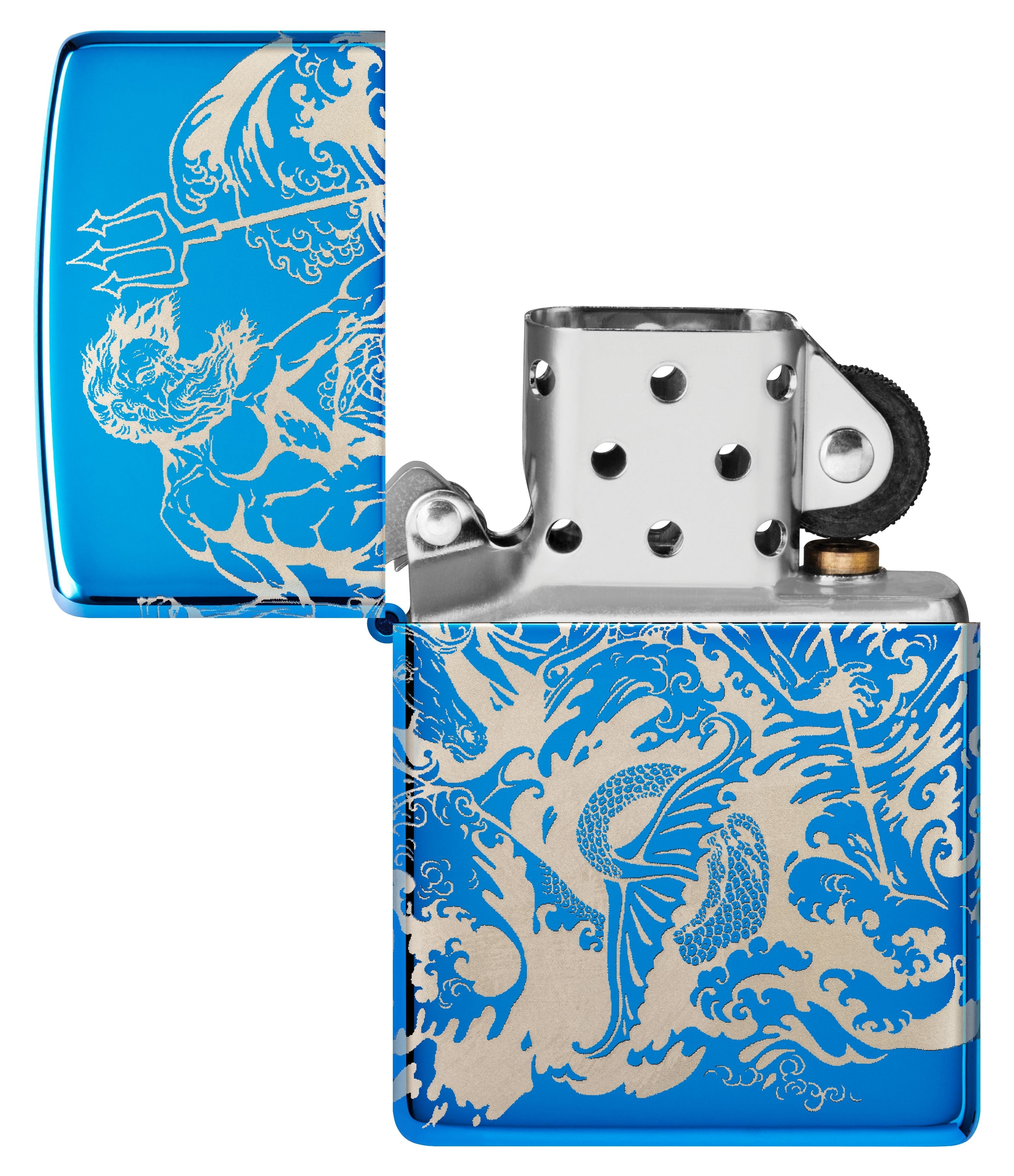 Zippo Brawling Titans Photo Image 360°, High Polish Blue Lighter #48787