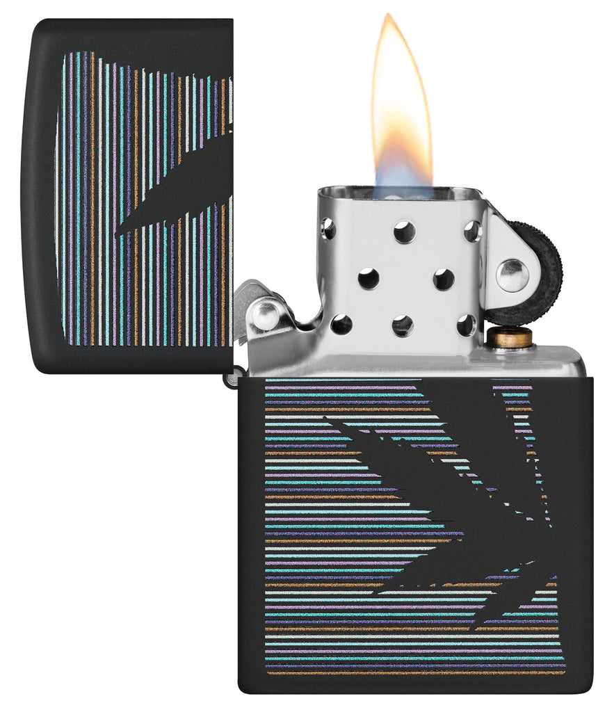 Zippo Cannabis Pinstripes, Black Matte Lighter #48927